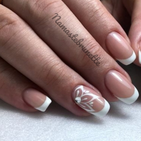 2/$16 Floral & Rhinestone French Manicure Press on Nails - Picture 7 of 17